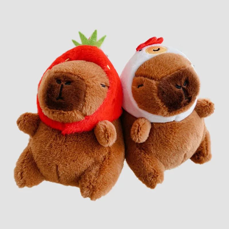 

Soft Capybara Stuffed Animals Plush Toys Chick Capybara Dolls School Bag Keychain Turtle Strawberry Backpack Pendant Kids Gift