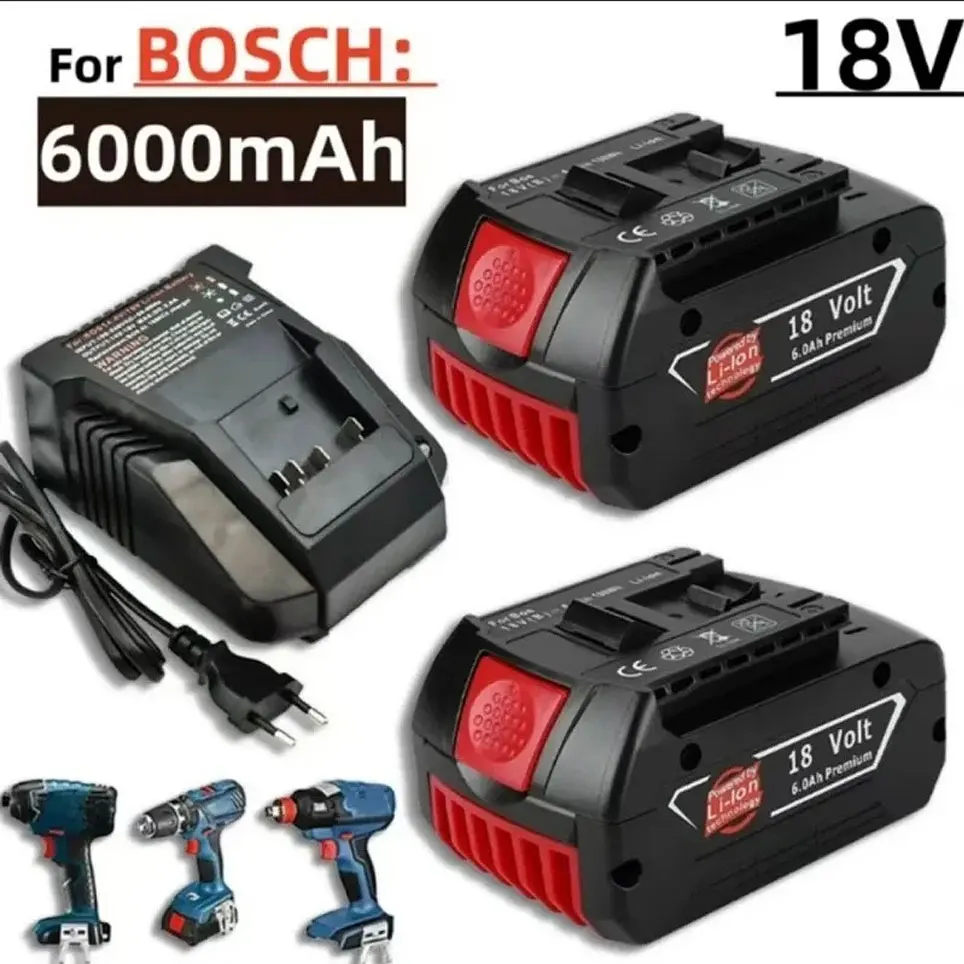 New 18V battery/6.0Ah, Bosch drill rechargeable lithium ion battery BAT609 BAT609 G BAT618G charger