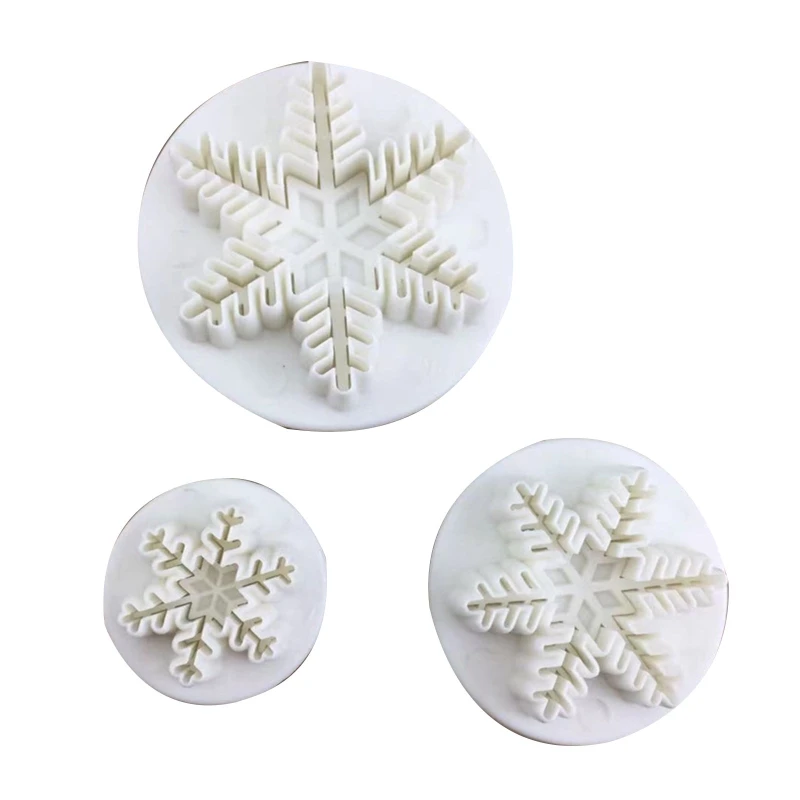 

3Pcs Snowflake Fondant Cutter Biscuit Cookie Cake Mold Cake Decorating Tools Dropship