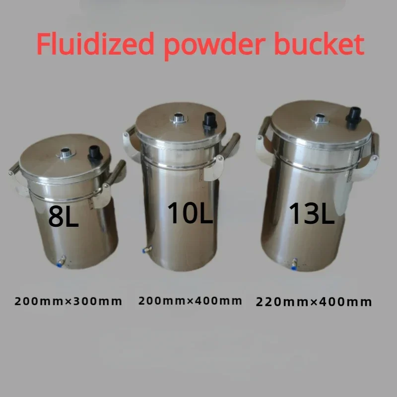 Small Fludized Powder Coating Hopper for Electrostatic  Spraying Machine Stainless Steel Fluidized Powder Hopper Sprayer Bucket