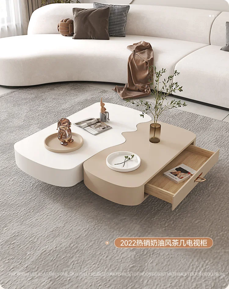 

French cream coffee table TV cabinet combination modern simple household small apartment