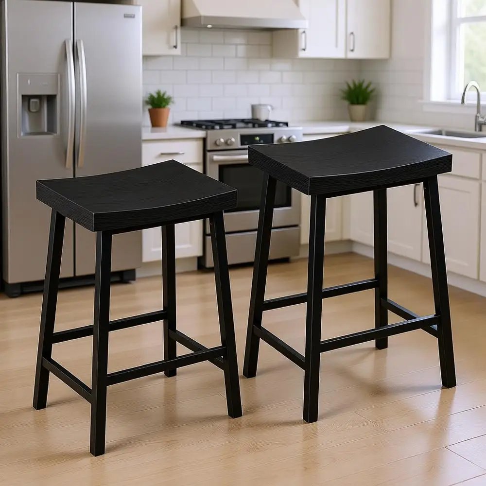 

Bar Stools, Counter Height Set of 2, 23.7 Inch Stools with Footrest, Kitchen Stools, Industrial Style, for Dining Room, Counter,
