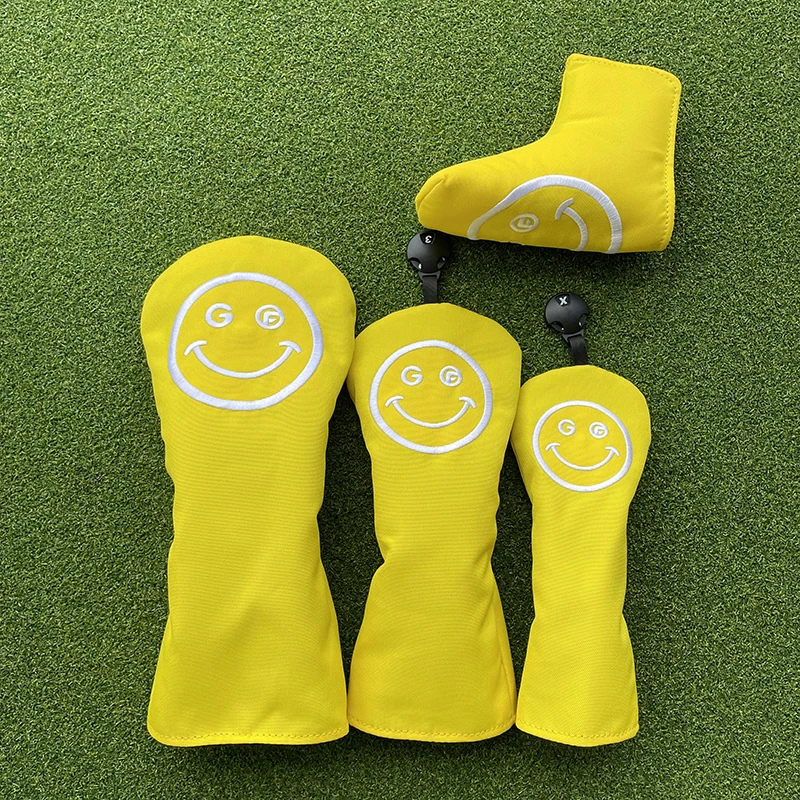 Smile Golf Club #1 #3 #5 Wood Head covers Driver Fairway Woods Cover Putter Headcover