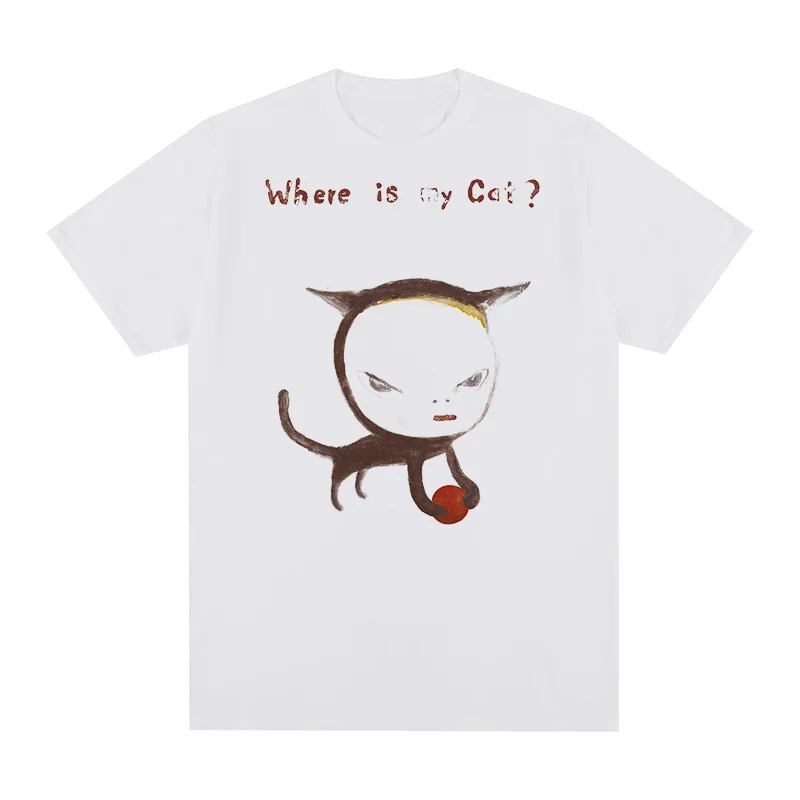 Yoshitomo Nara Where is my cat Vintage T-shirt Cute anime Cartoon Japanese Cotton Men T shirt New TEE TSHIRT Womens tops