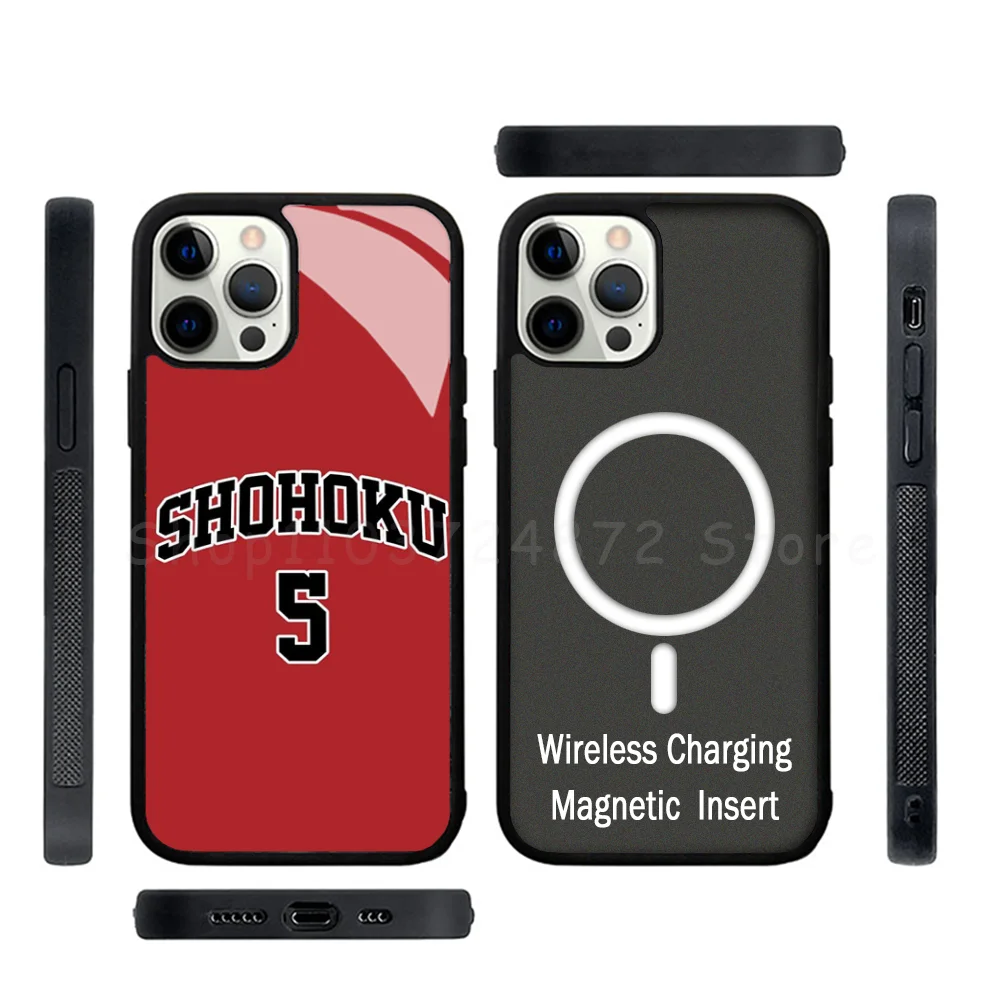 Anime SLAM DUNK Phone Case Strong Magnetic For IPhone 15 14 13 Pro Max Alex Mirror For Magsafe Wireless Charging Cover