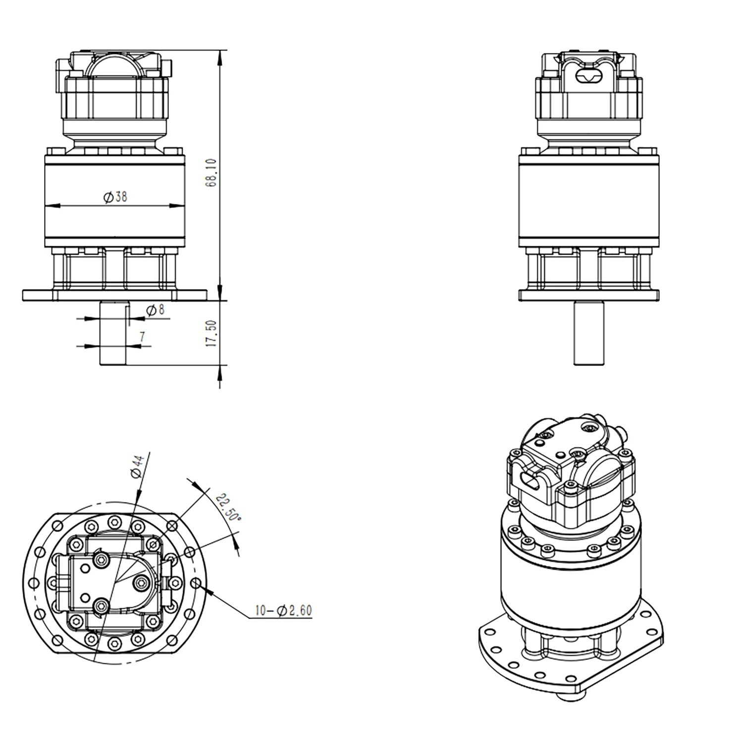 Metalowy silnik obrotowy uniwersalna część do 1/12 1/14 RC koparka hydrauliczna koparka pojazdy budowlane ciężarówka zabawka TH20651-SMT5