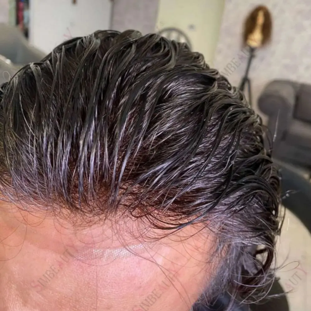 

Необнаружимая естественная линия волос Q6Base, мужской парик из натуральных волос, кружевной и искусственный мужской парик, серый, черный, смешанный, сменный протез для волос