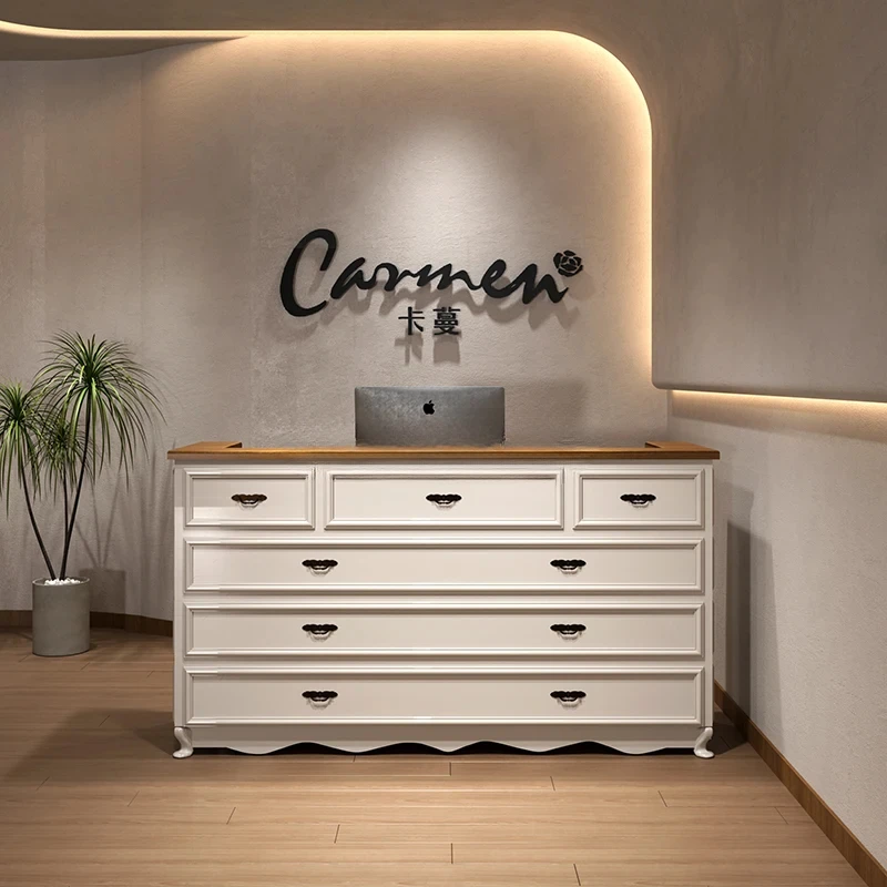 

Clothing store checkout page store small counter simple modern women's clothing store cream wind corner bar table