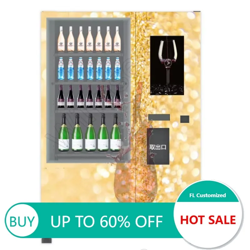 Smart Combo Wifi Custom  bar Cocktail champagne Wine  Bottle Glass Beer Vending Machine With Refrigerator Customized