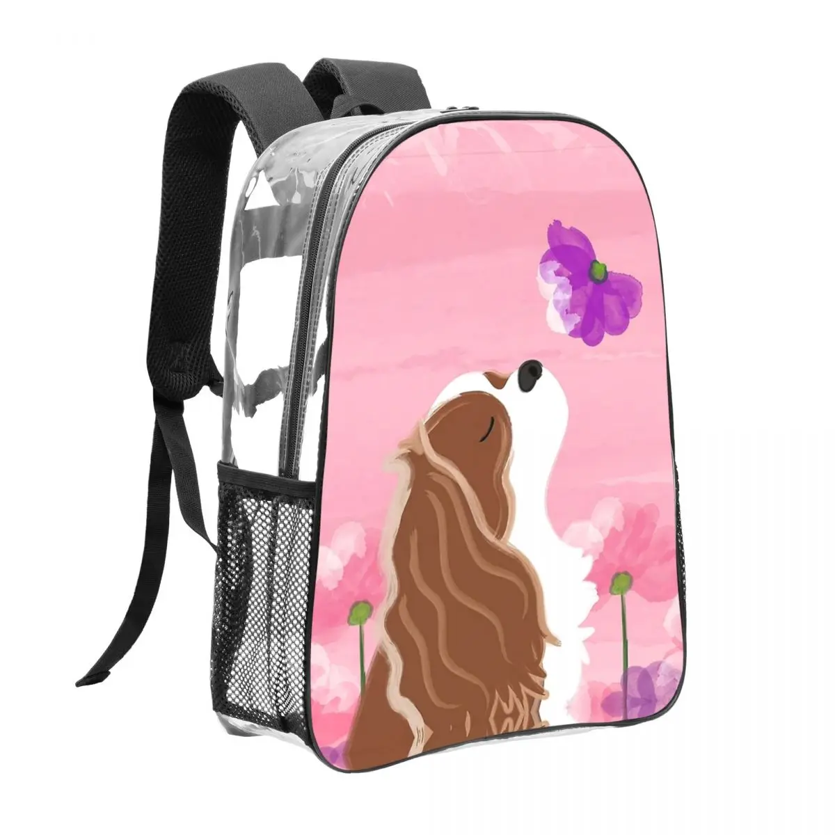 

Cavalier King Charles Spaniel Flower Backpack Bags for Women Girls Daily Use Waterproof Print One Size Gift