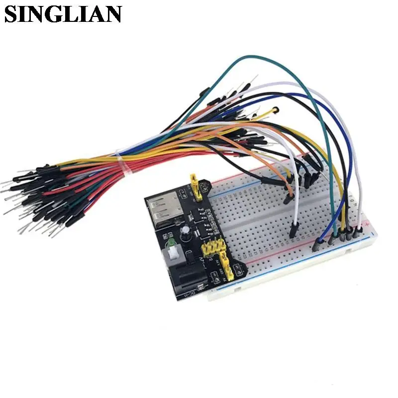 Breadboard Parts MB102 830 Point 400 Holes Bread board Kit Special Power Module Compatible With 5V 3.3V 65PCS Jumper Wire Cable 