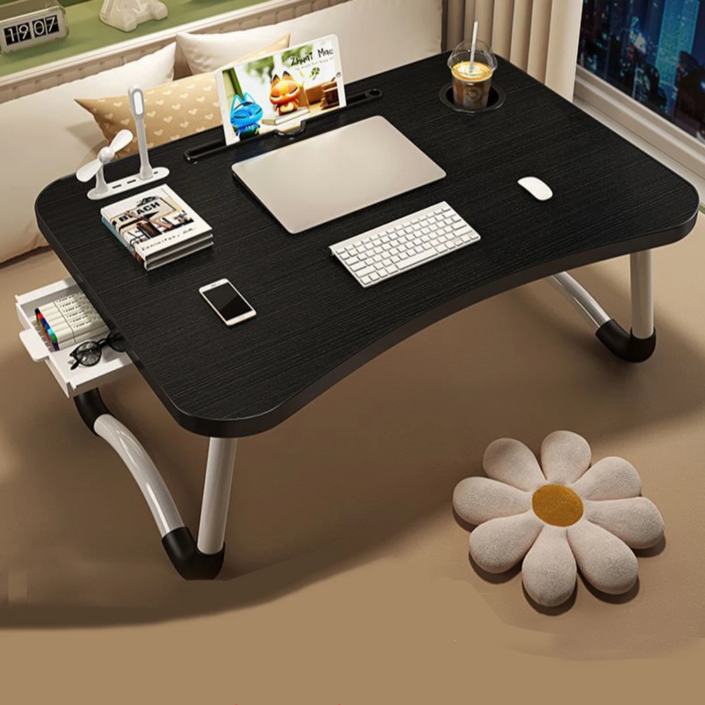 Home Folding Laptop Desk for Breakfast bed tray height and Inclination adjustable folding desk tables a drawer Tray Table