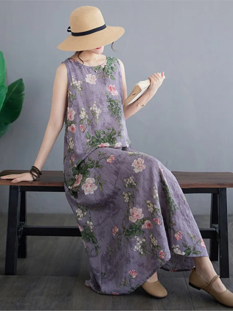 Übergroße Blume Blumen druck Sommer ärmellose Westen Kleid Frauen lässig Mode Rüschen Damen Kleider lose plissierte Frau Kleid