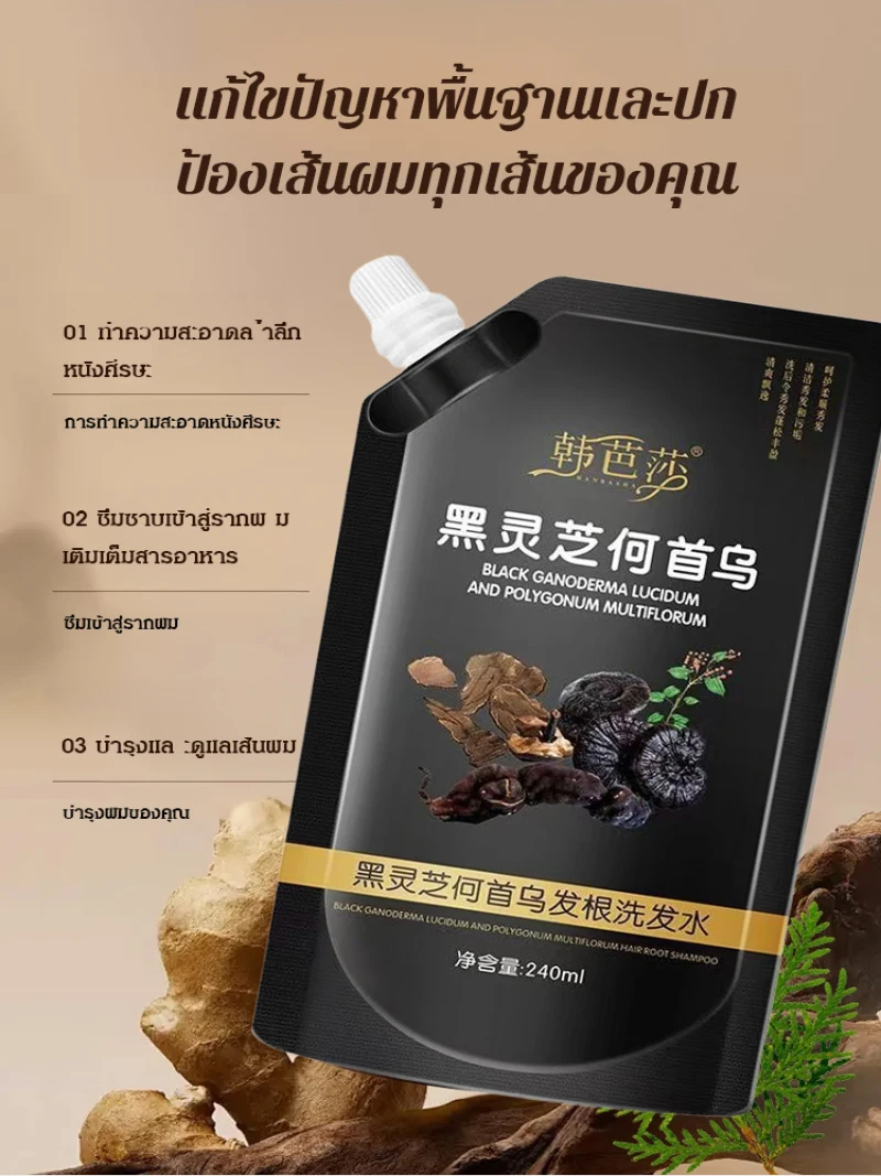 

Black Ganoderma Lucidum Shampoo Nourishing Hair Growth and Conditioning Anti-hair Loss Polygonum Multiflorum Moisturizing Hair