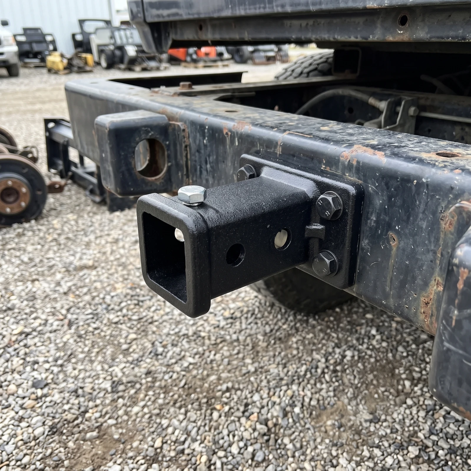 Trailer Hitch Receiver Powder-Coated Receiver Base with Pin Hole Hardware Square Black for DIYers, Towing, Workshop