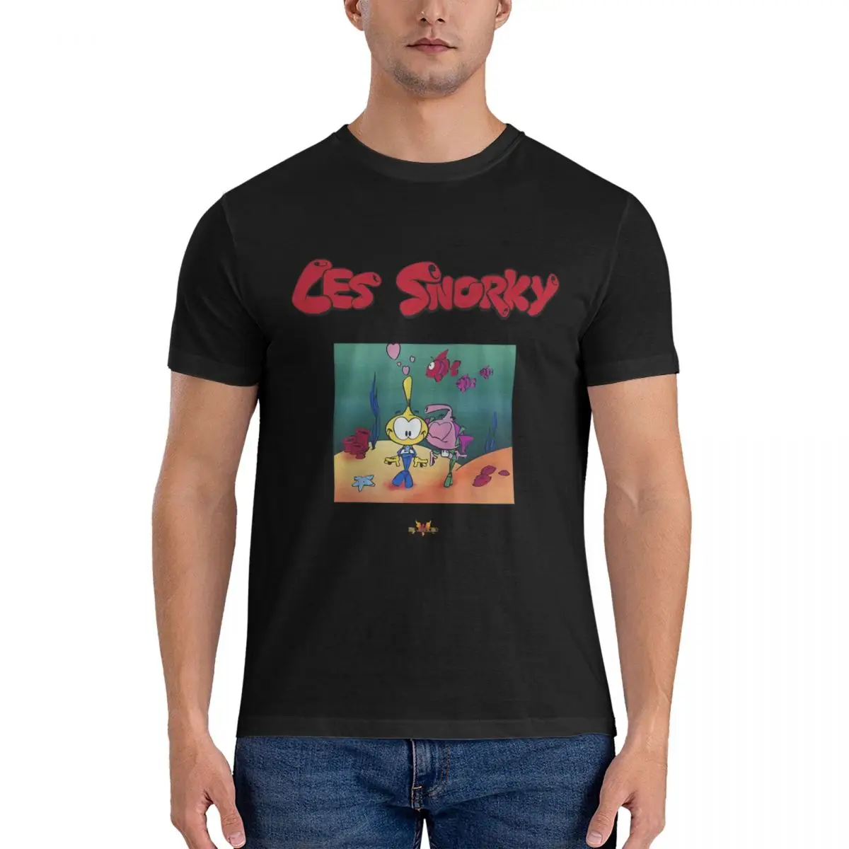 Les Snorky The Snorks T Shirts Men's 100% Cotton Vintage T-Shirt Round Collar Snorks Tee Shirt Short Sleeve Tops Printing