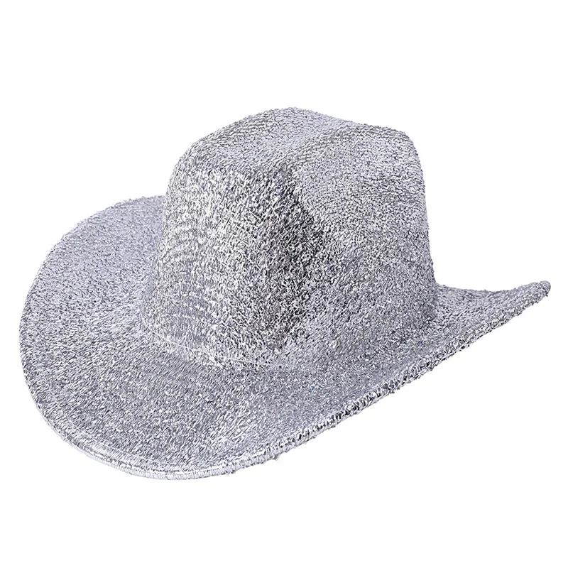 Women's Men's Western Cowboy Hat Show Glitter Glitter Topper Cowgirl Hat Wedding Carnival Rave Party Travel Costume Accessories