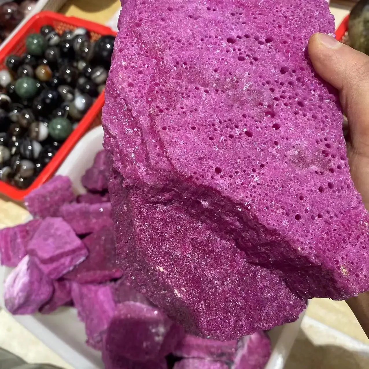 Natural rough red corundum and mineral spirit ruby raw gemstones Specimen Healing