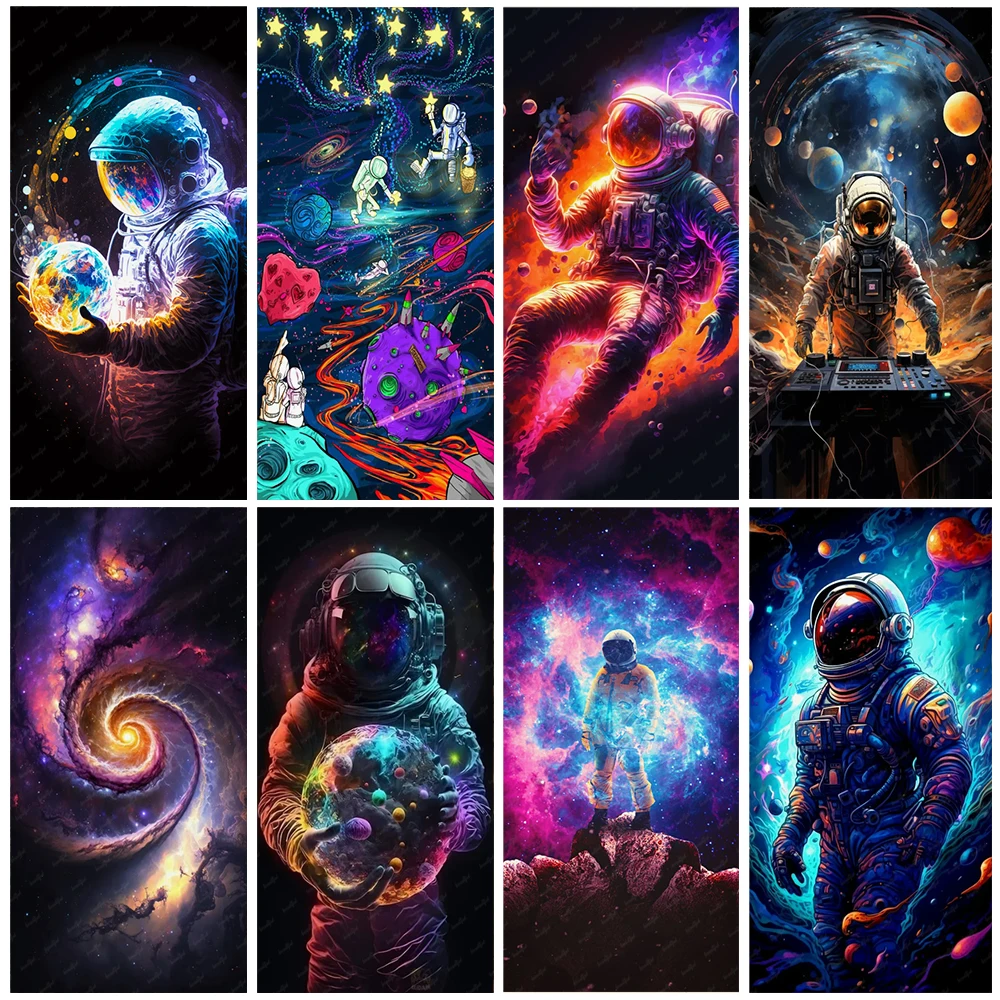 

Cartoon Colorful Astronaut Space Art Door Banner Planet Backdrop Wall Hanging Room Decorations Aesthetics Photography Background