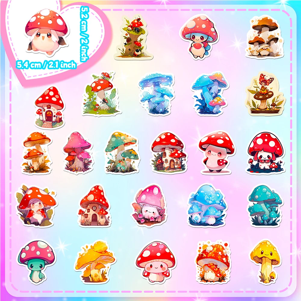 10/30/50/100pcs Kawaii Mushroom Aesthetic Stickers Graffiti Decals Laptop Scrapbook Phone Suitcase Decoration Sticker Kids Toy