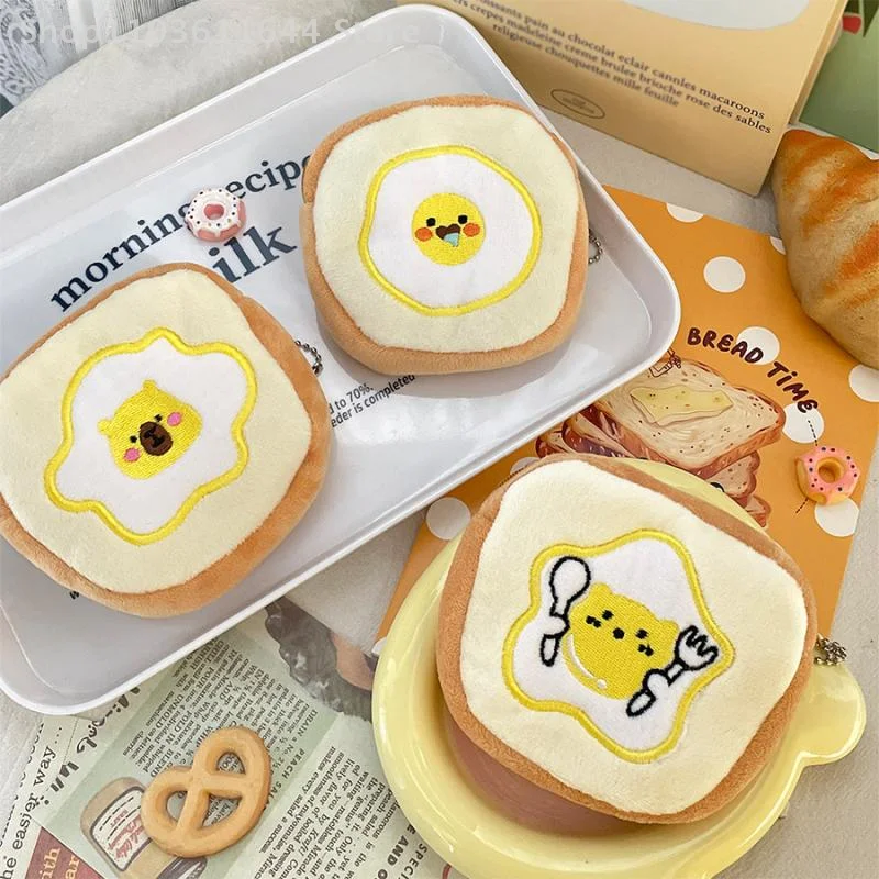 

Cute Cartoon Egg Toast Plush Coin Purse Soft Money Change Pouch Small Wallet Keys Earphone Storage Bags Zipper Pouch Kid Gifts