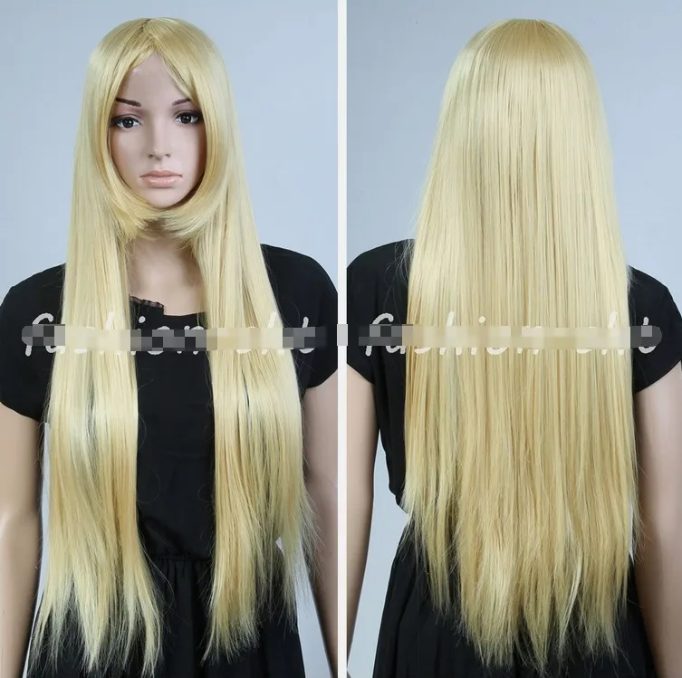 32inch Long straight blonde wigs with bangs for women cosplay wigs Anime Costume