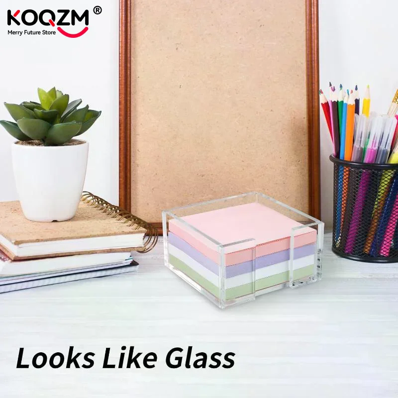 Transparent Sticky Note Holder Multi-Functional Crystal Clear Notepad Holder Desk Organization Portable Memo Note Dispenser