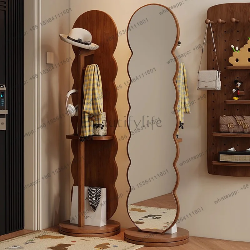 LD Modern Wavy Mirror Decoration Long Makeup Floor Funky Bedroom Standing Full Body Mirror Items  Espelhos Home Products