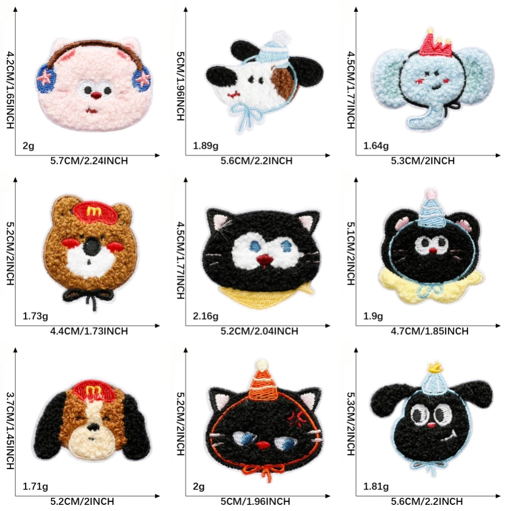 

Самоклеящиеся значки, милые мультяшные животные в форме компьютерной вышивки, нашивки для одежды «сделай сам», сумки, аксессуары, украшения