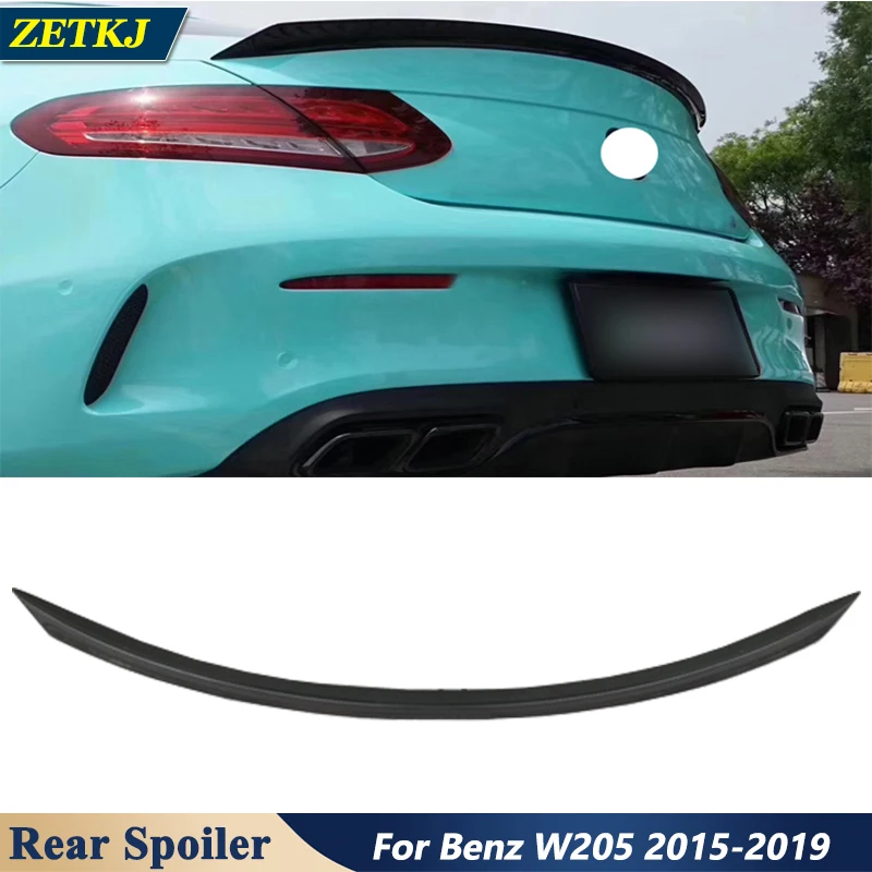 Real Carbon Fiber Rear Spoiler Back Trunk Lip Wing For Benz C Class W205 C200L C260L Coupe 2015-2019 Car Body Modification Kit