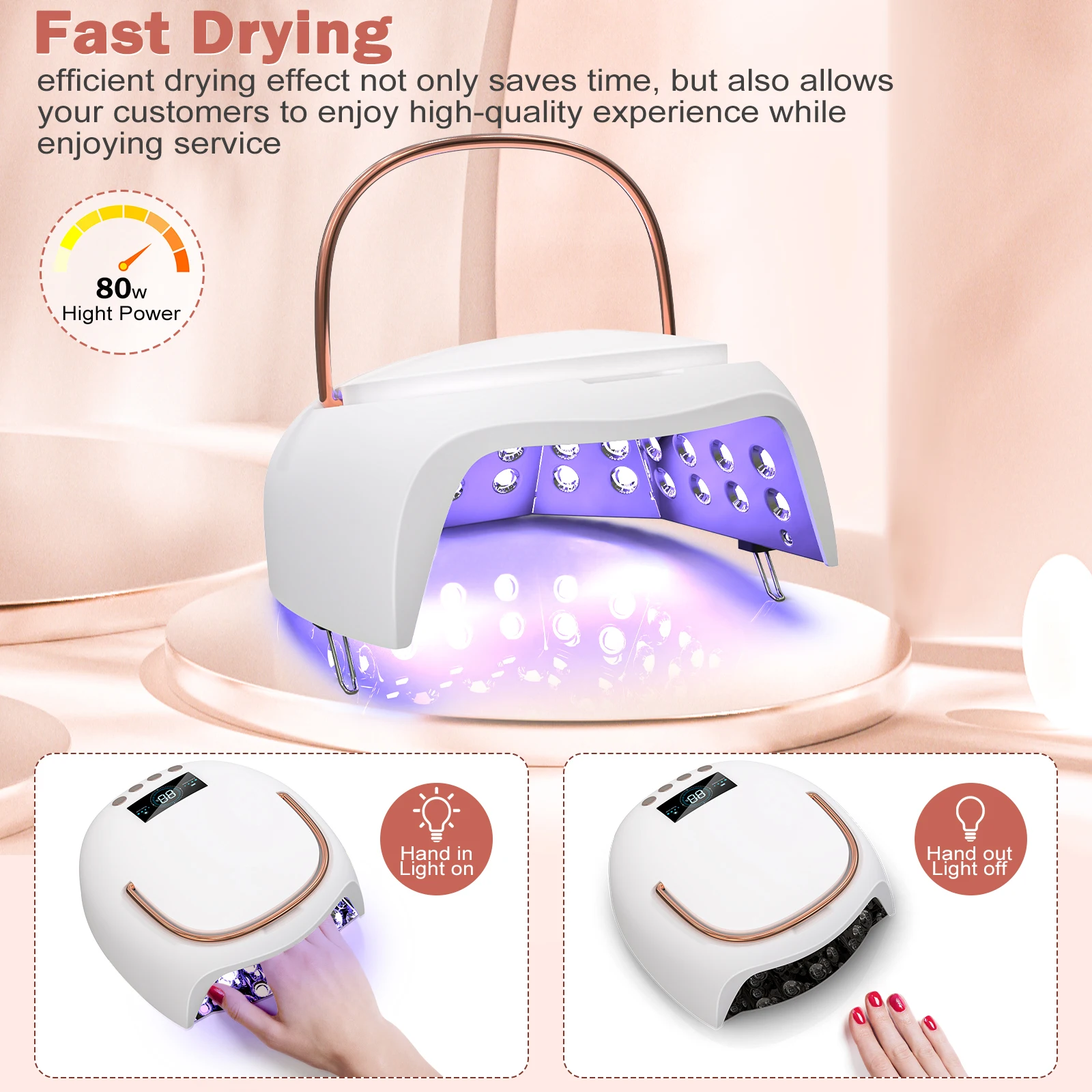 เครื่องอบเล็บเจล LED UV ไร้สาย รุ่นใหม่ Curing Max ปี 2024 กำลังไฟ 80 วัตต์ ชาร์จซ้ำได้ โครงสร้างโลหะ อบได้ทุกชนิดของเจล