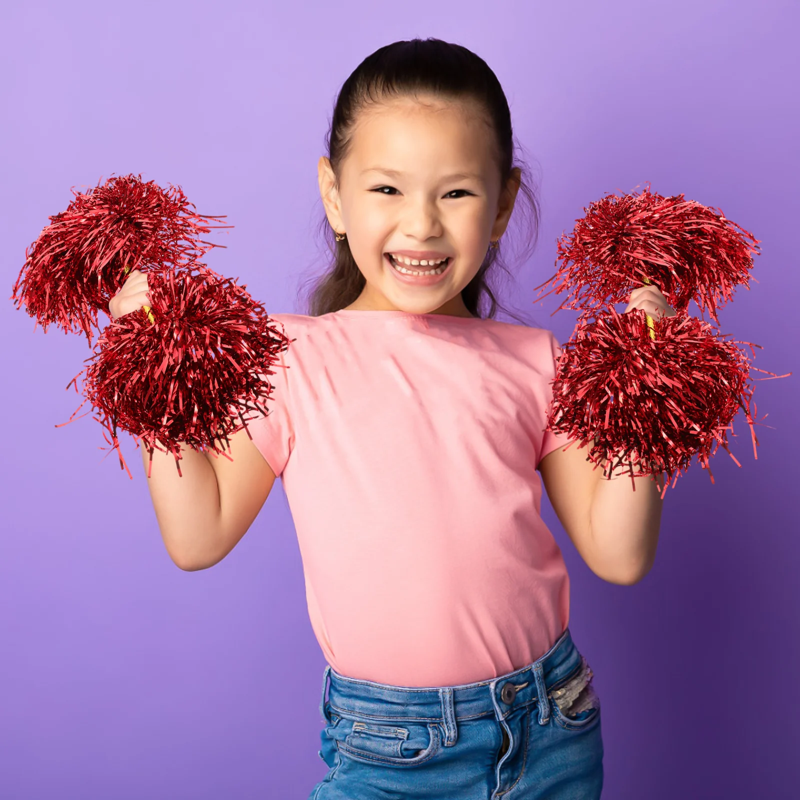 

2Pcs Dual Head Cheerleading Pom Poms Lightweight Portable Dance Performance Props for Coordination Training Equipment