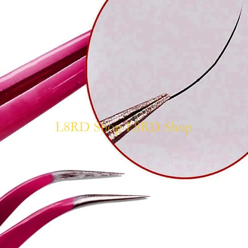 L8RD 2PC Aço reto + brend tweezer nippers para extensões cílios Arte da unha