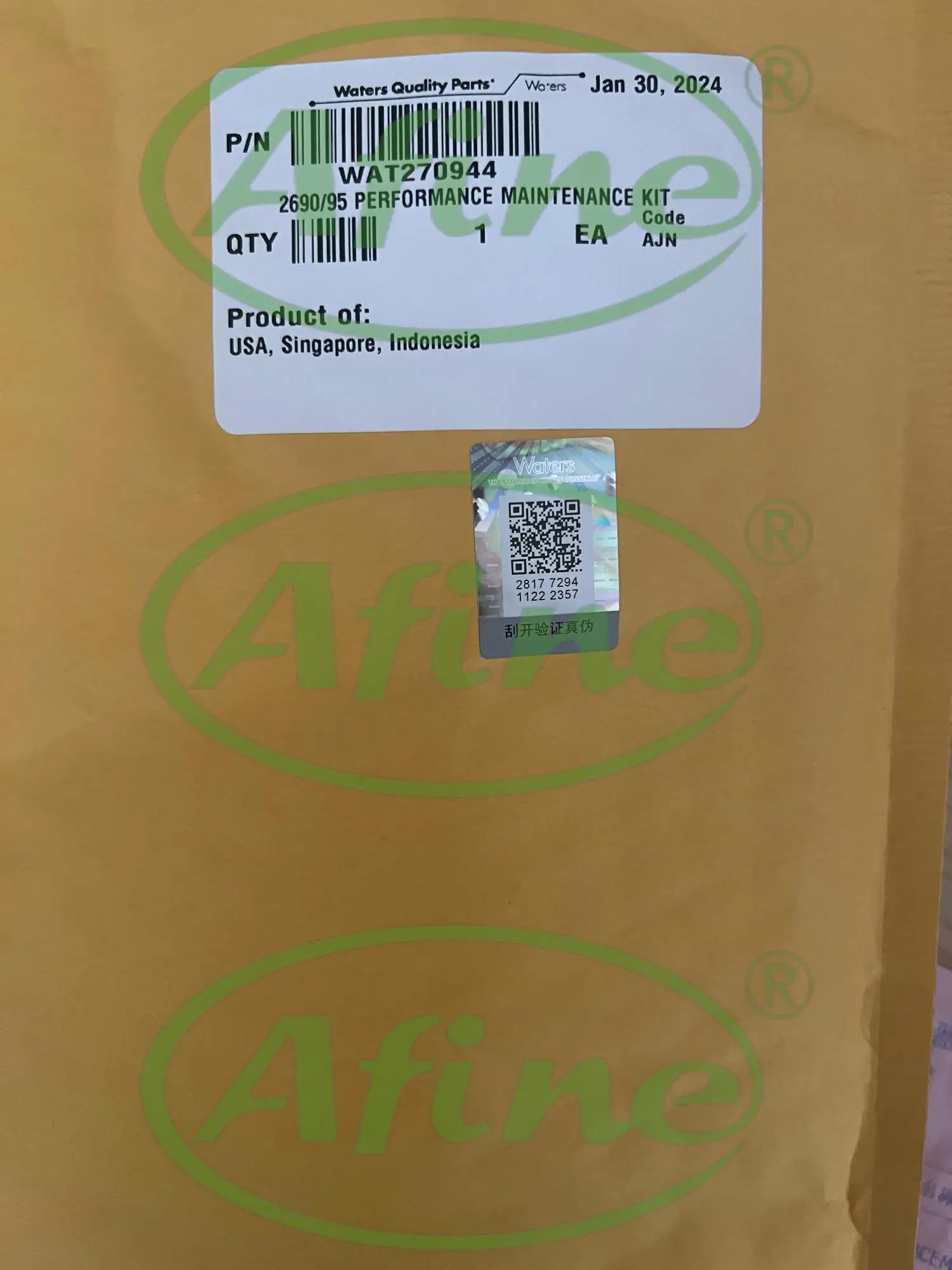 AFINE Waters WAT 270944 ,2690/95 Chromatographie-Performance-Wartungsset