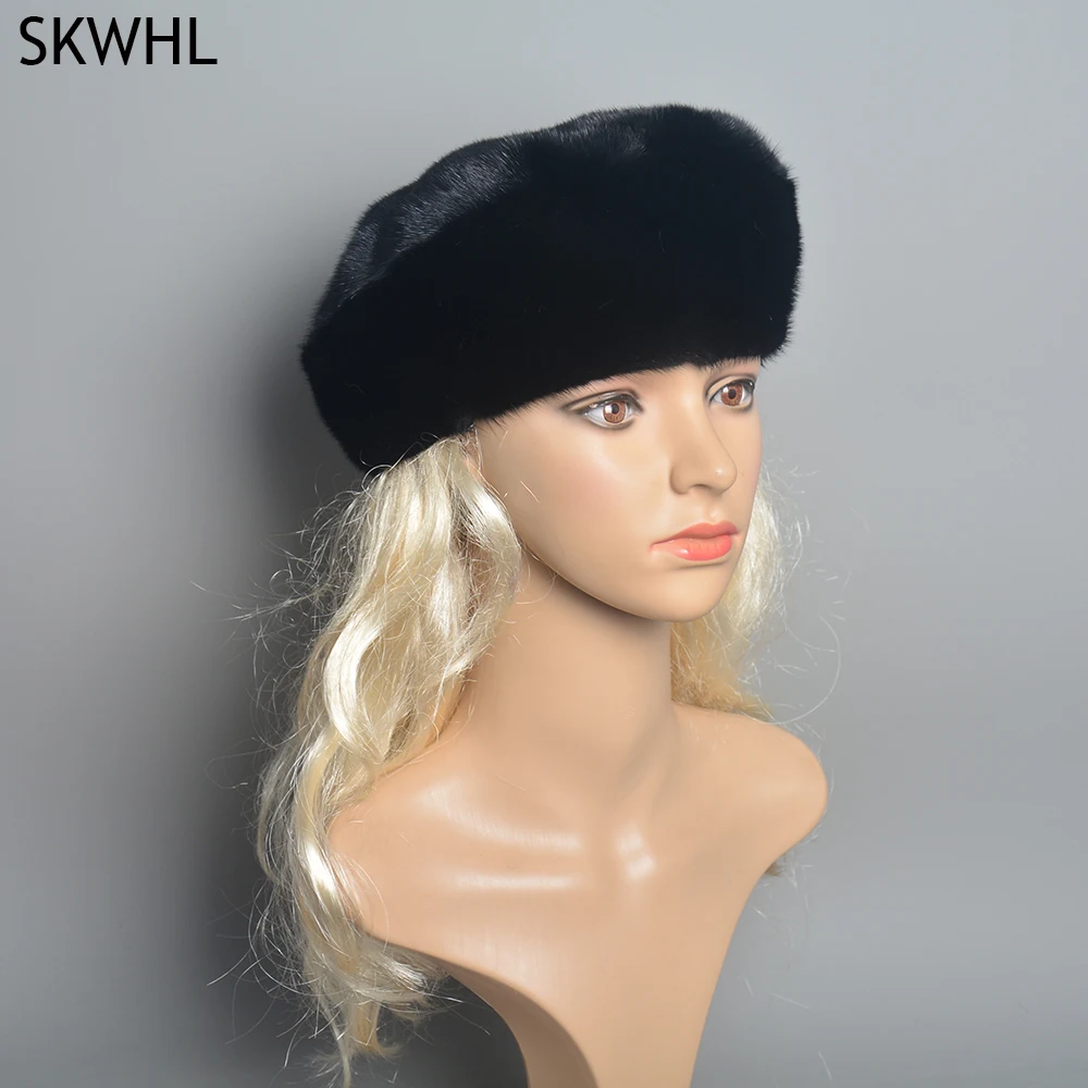 Winter Woman Cap 2025 Polar Hats Full Pelt Mink Fur Hats New Style Octagonal Hat Diamond Solid Luxury Top 100% Real Lady Fur Hat