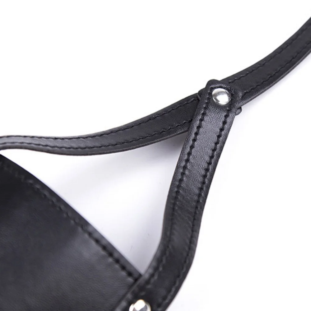 Adjustable Leather Black Bondage Hood Ball Gag Mouth Gag Bdsm Sex Toys For Women Men Adult SM Play Games Head Restraints Harness view 6