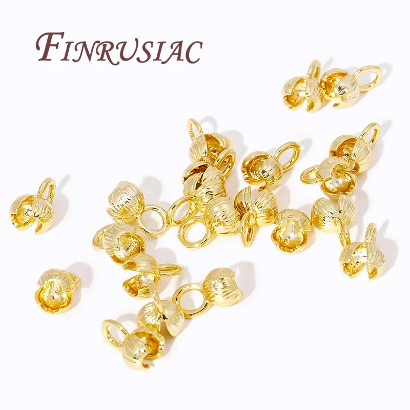 18K Gold Plated Cord Ends Clam Shell Bead Tip Ball Chain Connector,DIY Bracelet/Necklace Fittings,Crimp End Caps For Jewelry