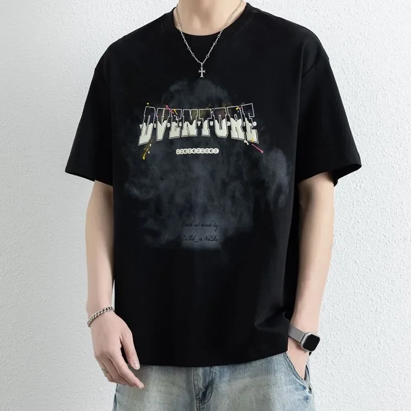 Adventure Print Casual Men's T-Shirt With Letter Design And Breathable Fabric For Daily Wear Summer