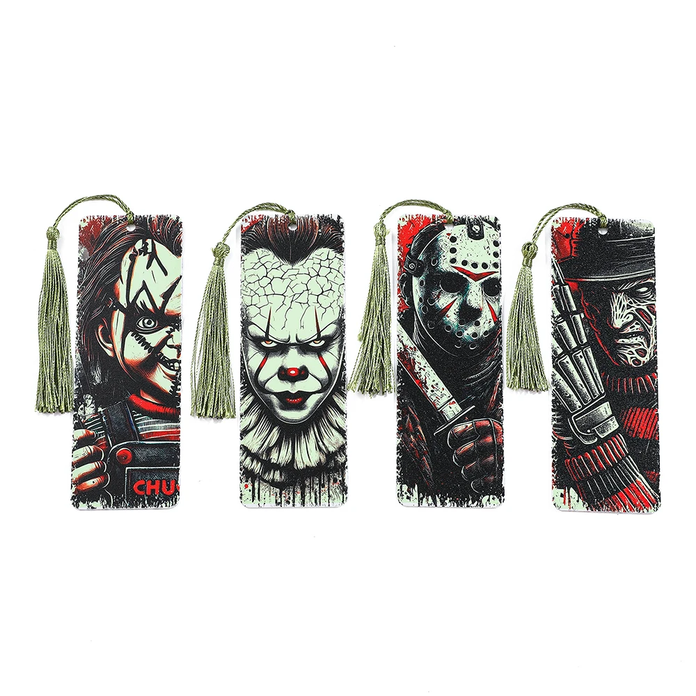 Terror Movie Clown Bookmark Cartoon Halloween Periphery Reading Tool Book Journal Page Mark Stationery Supplies for Students