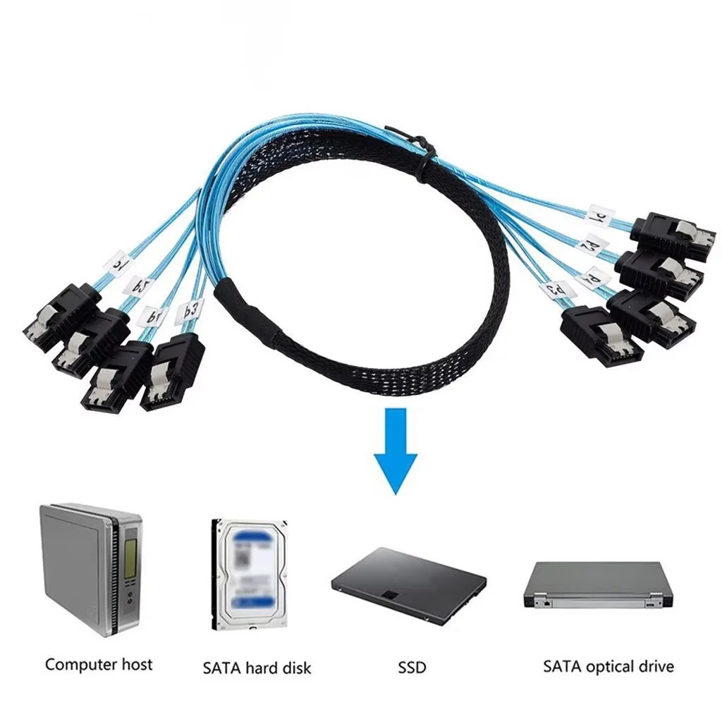 SATA-III Cable-0.5M/1M 4/6/8Pcs/Set-6Gbps-SATA Cable Long Replacement for Bitcoin Computer-Server CD DVD Drives Raid HDD-SSD