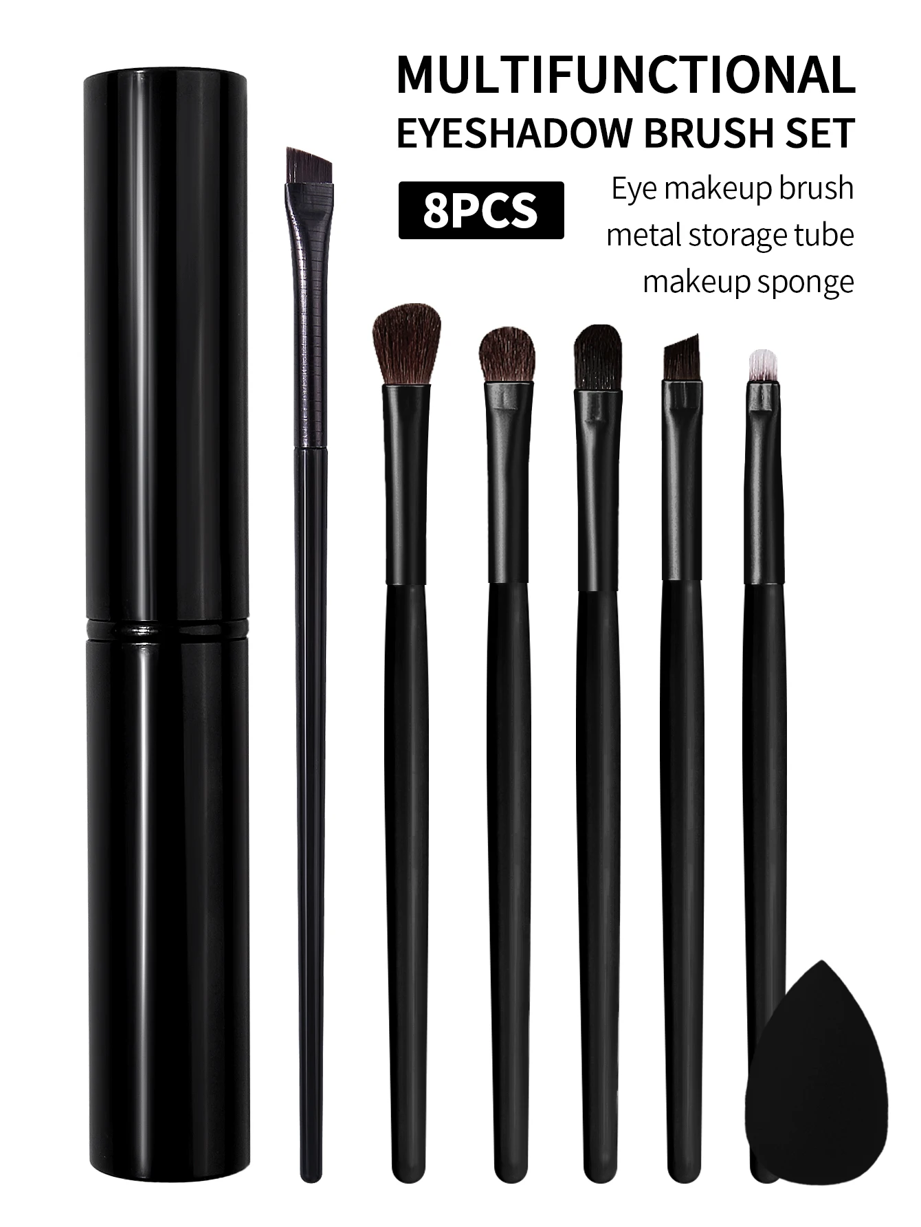 8-Piece Eyeshadow Brush Set with Storage Tube