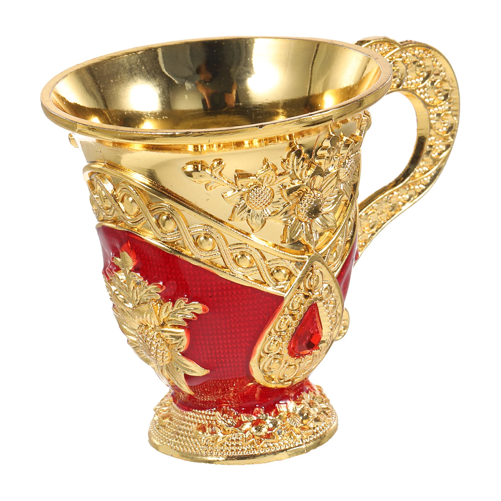 الرجعية كأس النبيذ المعدني النمط الأوروبي سبائك الألومنيوم واسعة الفم تنقش تصميم متعدد الوظائف كوب الخمور اكسسوارات المنزل #3