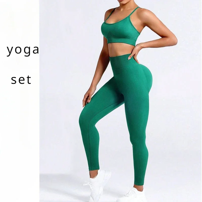 2 Pieces Yoga Suit Sports Bra and Leggings Set Tight Female Gym Athletic Wear for Women Sexy Tight-Fitting Fitness Sports Set