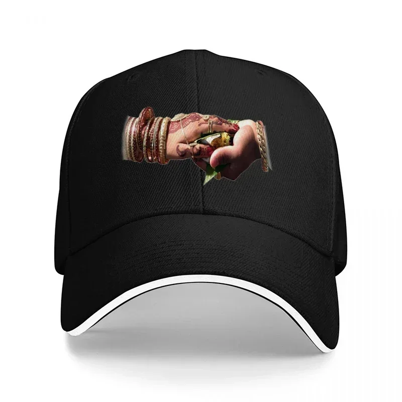 New Cultural Hands Exchange Design Baseball Cap Artistic Print Black Adjustable Hat Fashion Statement Unisex Streetwear Accessor