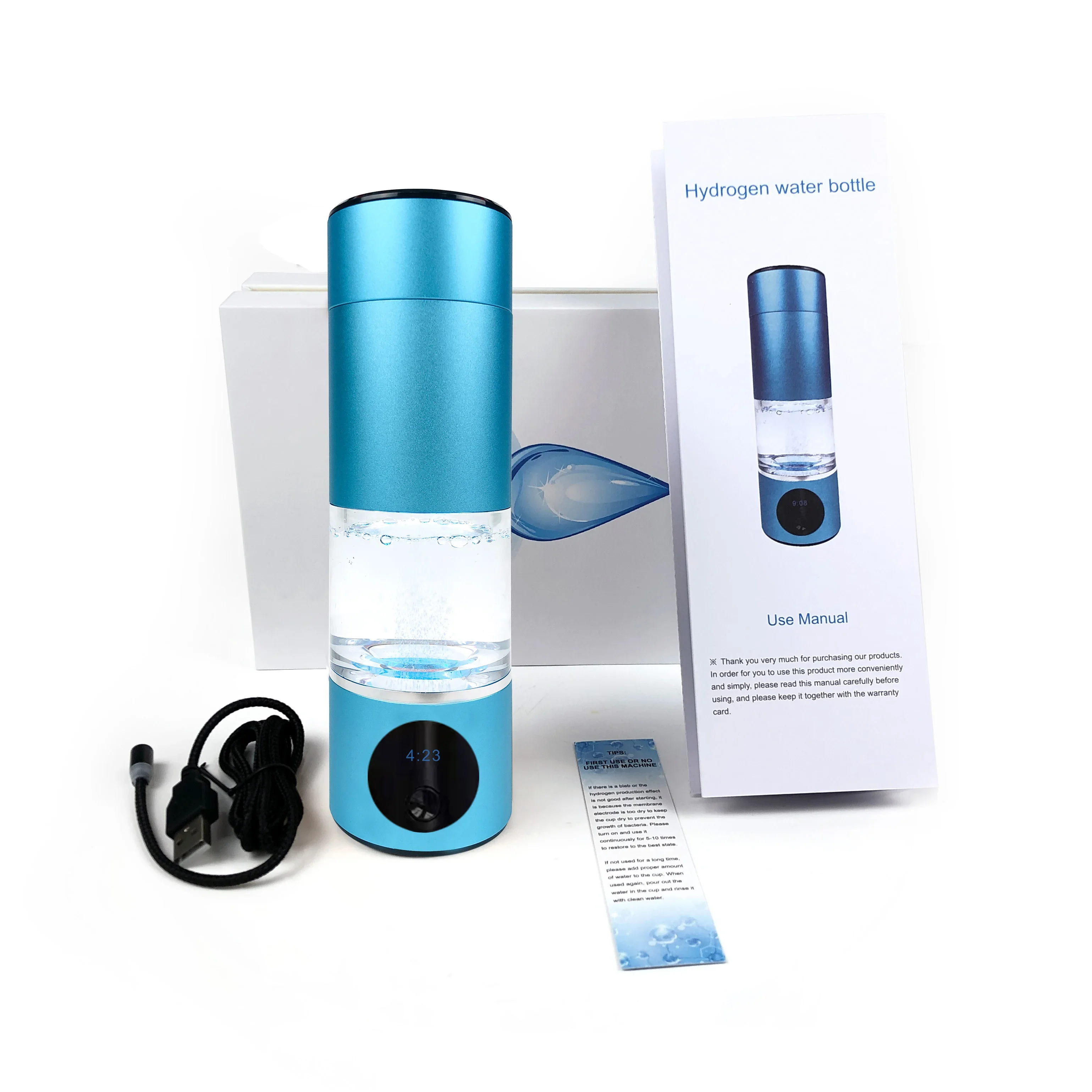 USB rechargeable Waterproof Hydrogen Gas Generation Machine Water Ionizer Hydrogen Water Bottle 230ml