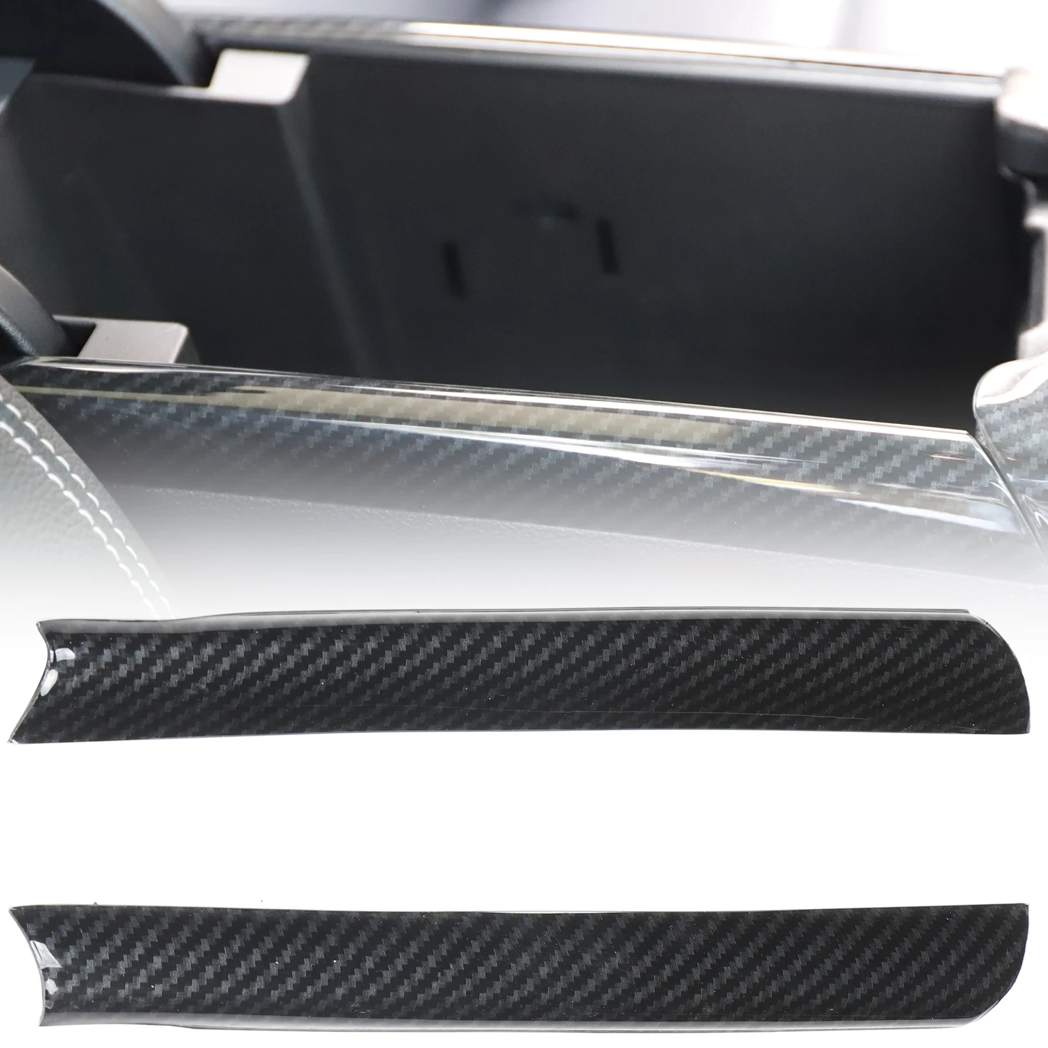 For Mercedes-Benz A-Class W176 2012-2018 CLA C117 2013-2019 Car Interior Armrest Box Frame Side Molding Cover ABS Carbon Black