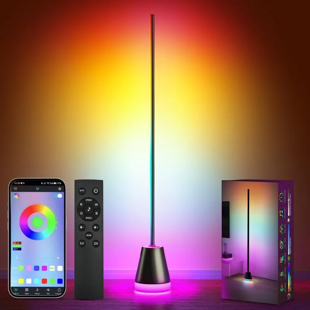 RGB LED Corner Floor Lamp,172 LEDs Standing Lamps with APP and Remote,Floor Lamp with Music Sync and 16 Million Colors