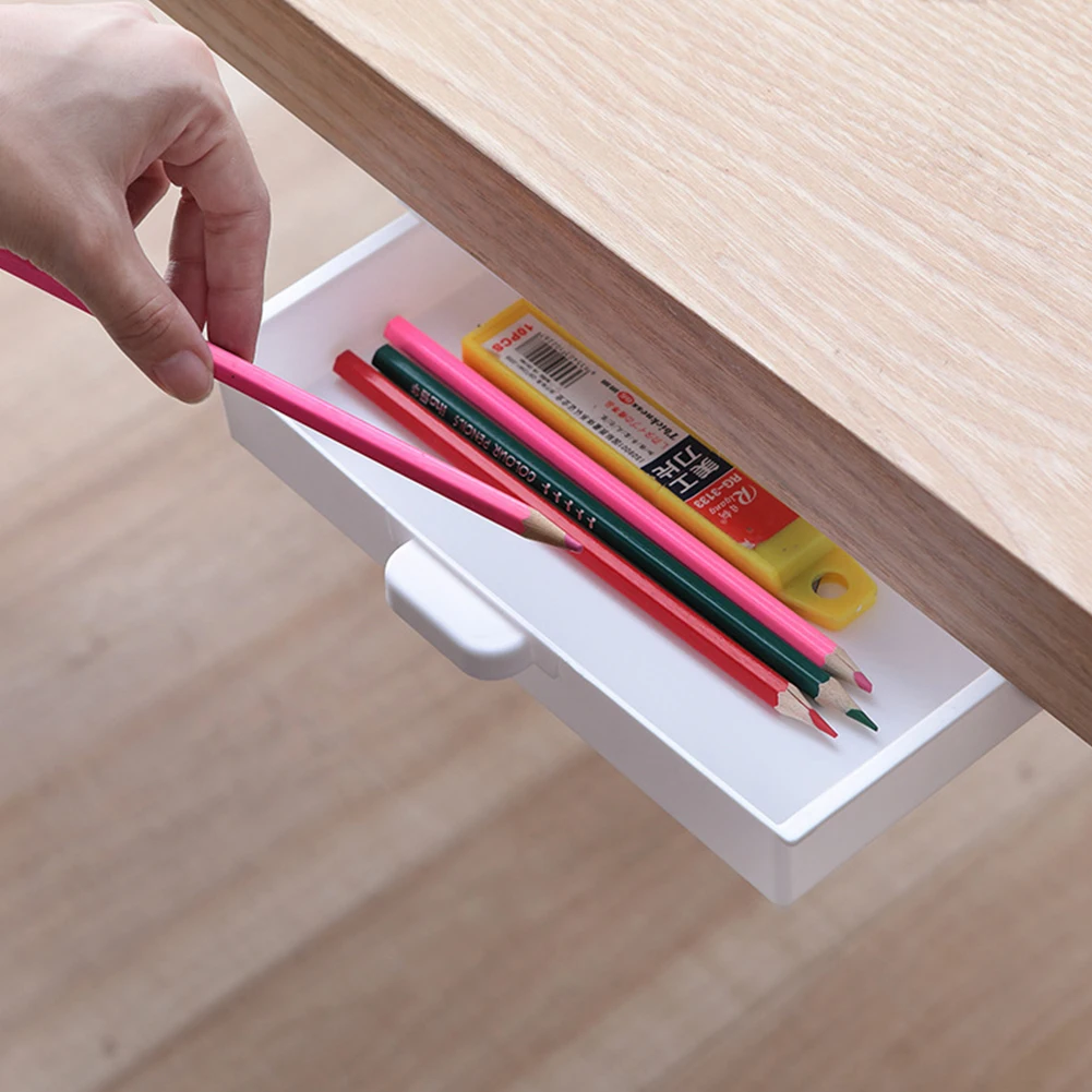 Schreibtisch-Schubladen-Organizer mit Großer Kapazität, Selbstklebende Schubladen für Zuhause und Büro, ABS Untertisch-Aufbewahrungsbox für Kosmetik und Kleinteile