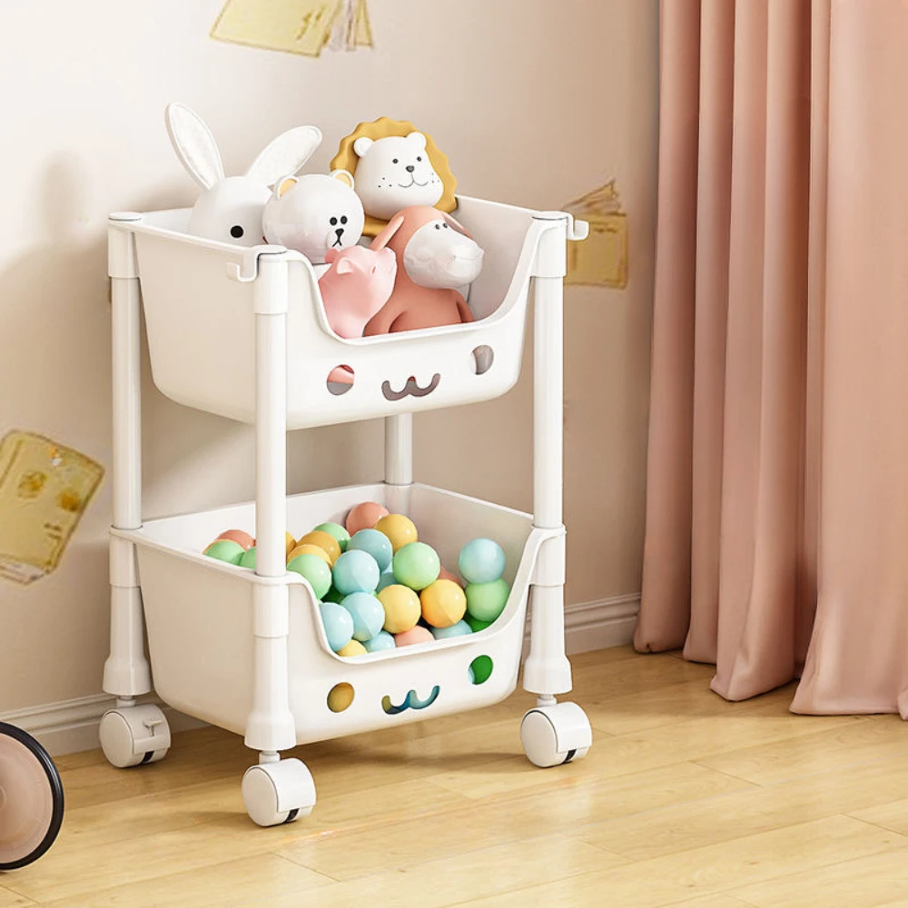 Bookshelf Snack Racks Mobile Toy Storage Trolley Children\'s Snack Organizer Shelves Bedroom Multilayerl Babies Sundries Trolley