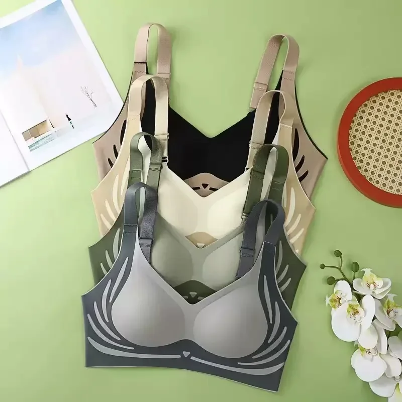 Push-Up Bh Vrouwen Anti-verslapping Lift-up Bh Comfort Beha zonder beugel Verstelbare Bandjes Naadloos Ondergoed M-4XL